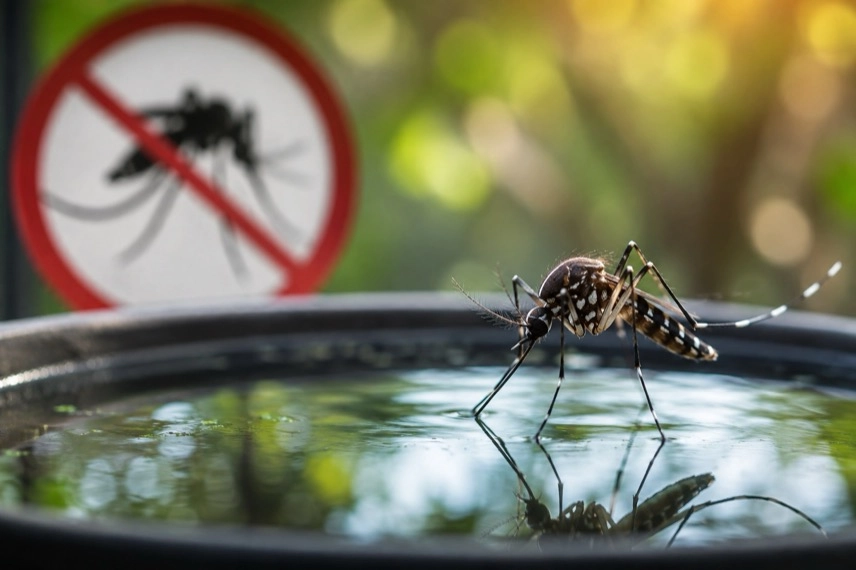 Labor mit transparenten Behältern für Wolbachia-Mücken und Mückeneier zur biologischen Dengue-Bekämpfung