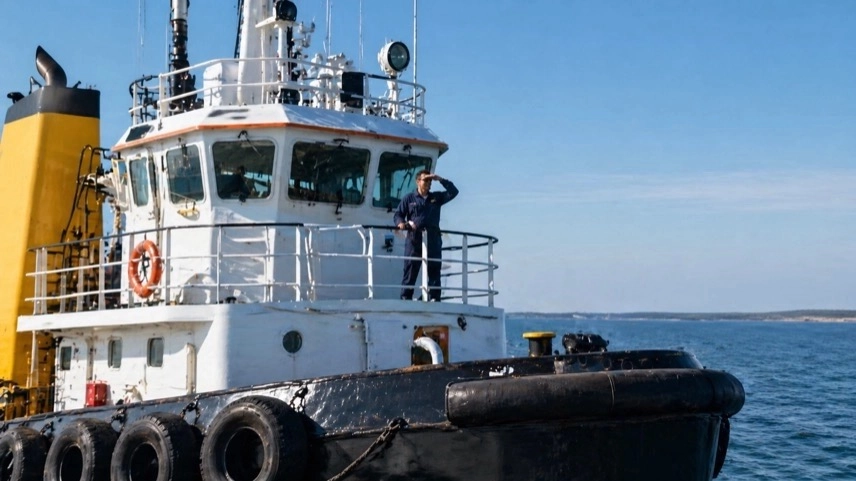 Schlepper zieht Barge mit Wasserbecken über die Ostsee, Transport eines Buckelwals Richtung Nordsee