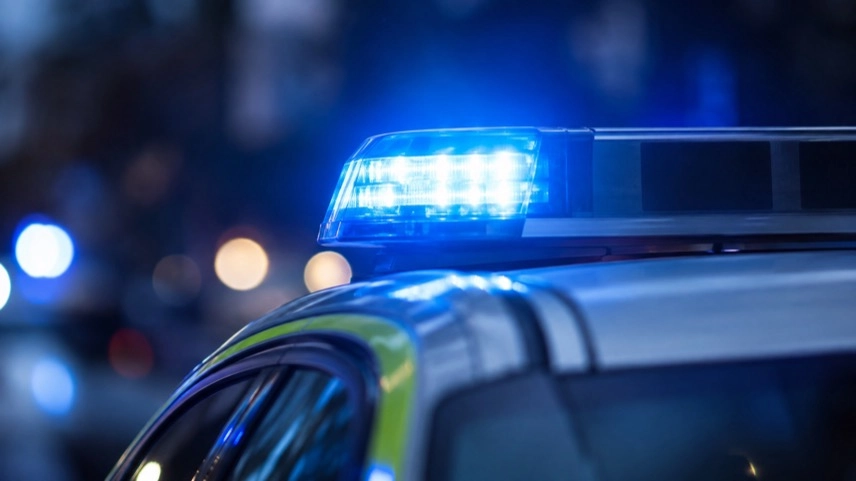 Generisches Polizeifahrzeug mit Blaulicht als Motiv zu den Ermittlungen nach dem Vergewaltigungsvorwurf in Friedland