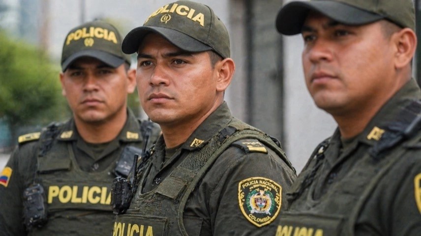Zerstörte Straße mit Krater und beschädigten Fahrzeugen nach Explosion in Kolumbien, Region Cauca, Bombenanschlag Szenerie
