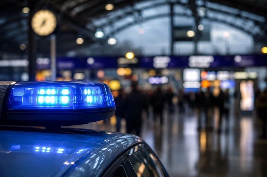 Leerer Bahnsteig mit Absperrung als neutrales Motiv zu Ermittlungen am Dortmunder Hauptbahnhof