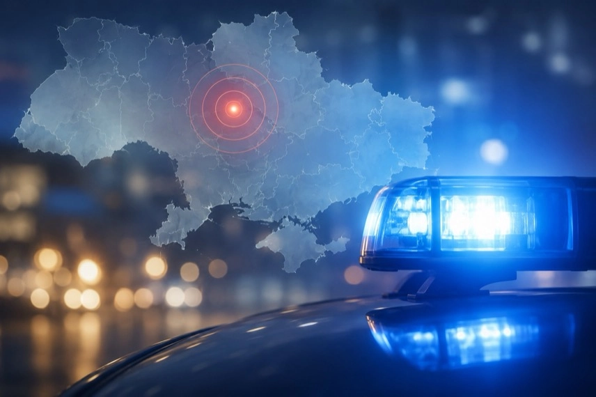 Blaues Warnlicht an einem neutralen Einsatzfahrzeug vor unscharfem Hintergrund.