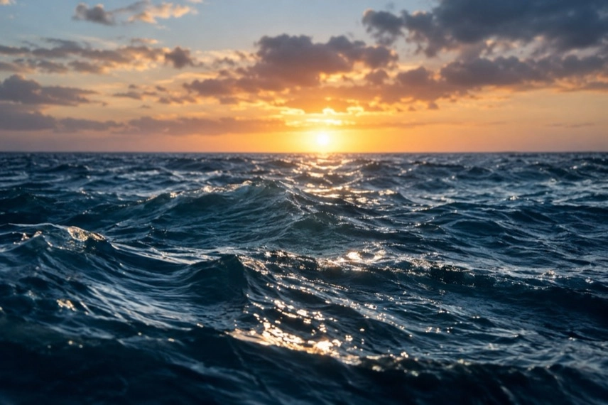 Rettungsboot auf offener See als Motiv für eine maritime Such- und Rettungsaktion