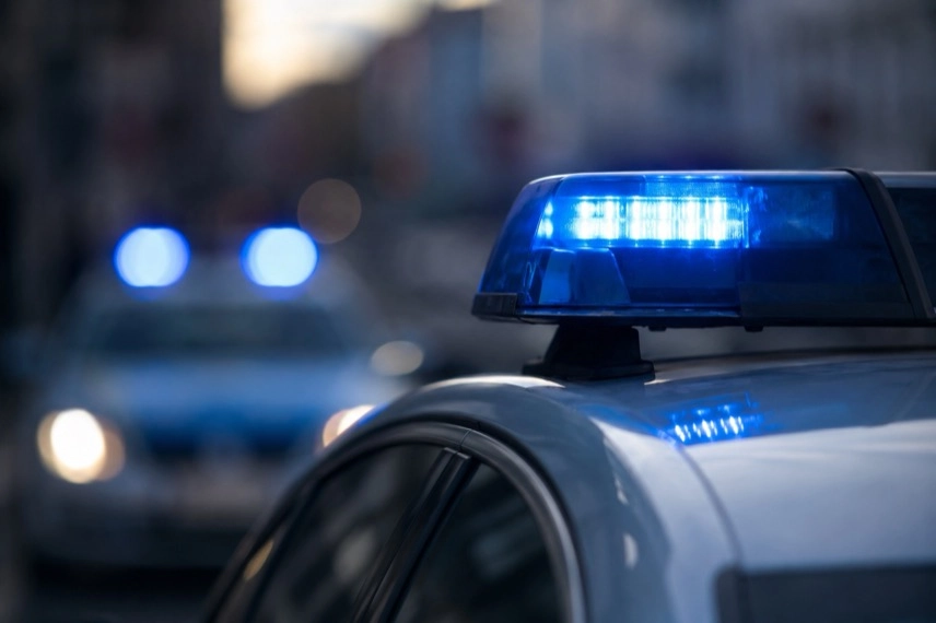 Generisches Polizeifahrzeug mit Blaulicht als Motiv zu Ermittlungen des Staatsschutzes in Berlin