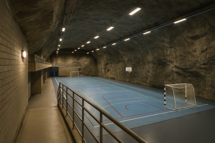 Unterirdischer Fussballplatz