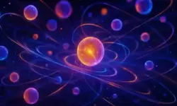 Symbolbild Quantencomputer: futuristische Visualisierung von Quanten und Nanopartikeln, abstrakte Darstellung für technologische Entwicklungen.