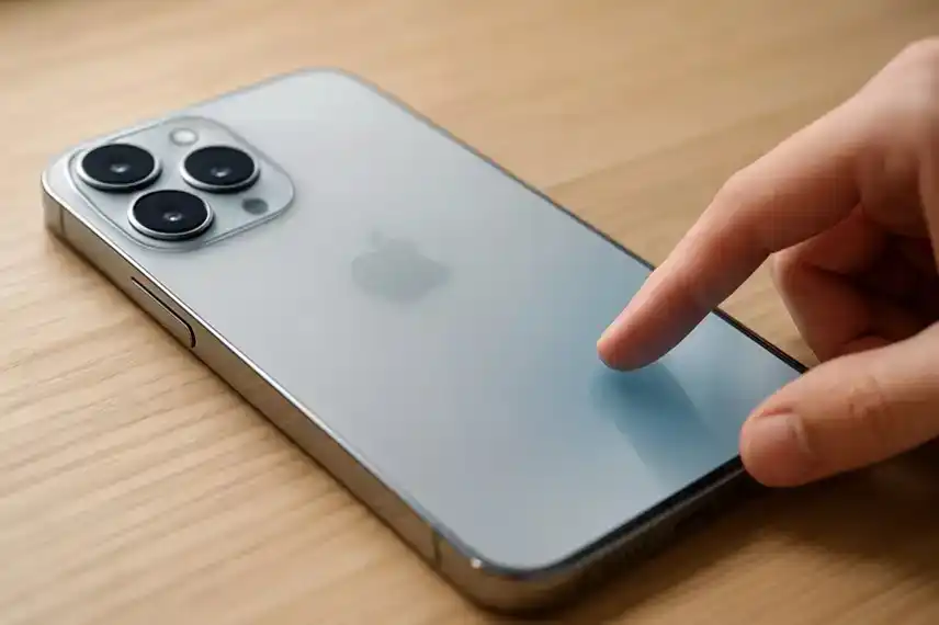 iPhone mit Liquid Glass Effekt auf Holzoberfläche, Symbolbild für Artikel über Deaktivierung und Einstellungen von iOS 26.
