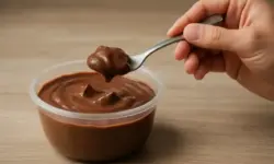 Pudding mit Gabel essen – Nachstellung des viralen Trends aus Karlsruhe, bei dem Menschen gemeinsam Pudding mit Gabeln verspeisen.