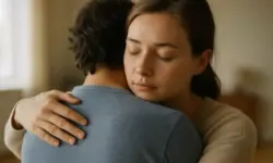 Kuschelszene: Zwei Personen umarmen sich in einem sonnendurchfluteten Raum, stellvertretend für professionelle Kuscheltherapie.