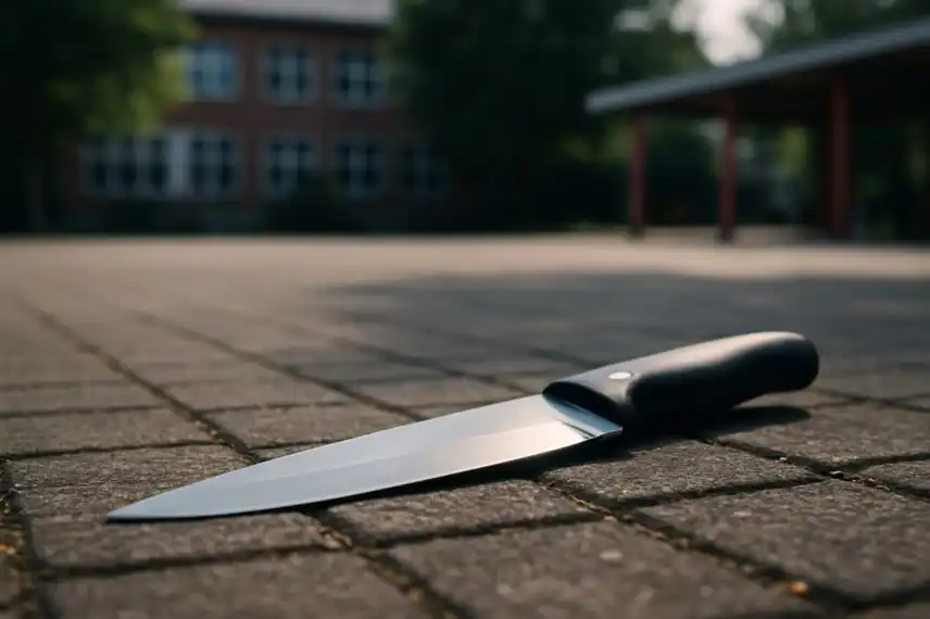 Messer auf Schulhof in Kiel – Darstellung für Newsartikel zur Messerattacke auf 13-Jährigen, Prozess und Jugendgewalt in Deutschland.