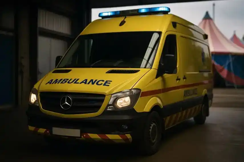 Krankenwagen vor Zirkuszelt Bautzen Zirkusunfall Artistin tödlicher Sturz Manege Sachsen
