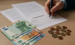 Bürgergeld-Verschärfungen 2025 mit Euro-Geldscheinen, Münzen und Formularen auf einem Schreibtisch.