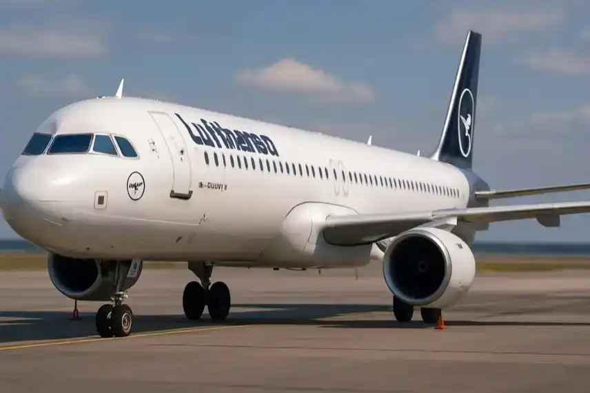Lufthansa-Flugzeug auf dem Rollfeld, fotorealistisch dargestellt, als Illustration zum Artikel über den drohenden Lufthansa-Streik 2025.