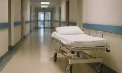 Krankenhausflur mit leerer Liege, dargestellt als neutrale Illustration zum Kreislaufzusammenbruch von Verkehrsminister Patrick Schnieder.