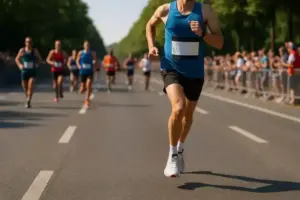 Marathonlauf Berlin auf sonniger Straße