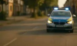 Polizeiwagen bei Sonnenuntergang