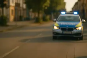 Polizeiwagen bei Sonnenuntergang