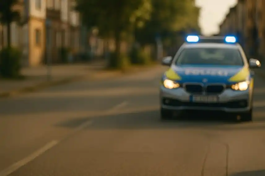 Polizeiwagen bei Sonnenuntergang