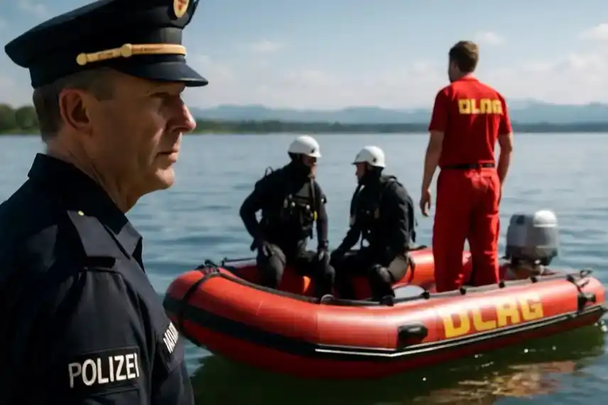 Sucheneinsatz am See bei sonnigem Wetter