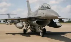 Ein grauer Kampfjet steht auf einem Rollfeld, im Hintergrund weitere Militärflugzeuge bei sonnigem Himmel.
