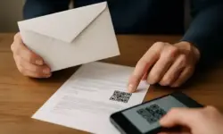 Anwaltsschreiben mit QR-Code: Nachgestellte Szene mit Brief und Smartphone, die den Betrug mit gefälschten QR-Codes veranschaulicht.