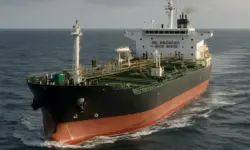 Fotorealistisches eines großen Öltankers auf dem Meer, als Illustration für Artikel über französisches Militär und Schattenflotte.