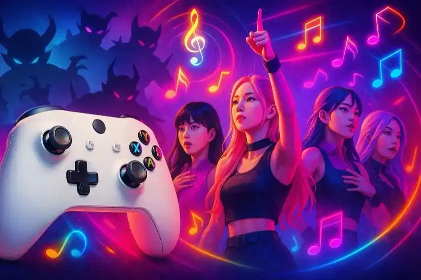 Fotorealistische Nahaufnahme einer leuchtenden Glühbirne mit Tiefenschärfe, als neutrale Darstellung zum Fortnite KPop Demon Hunters Event.