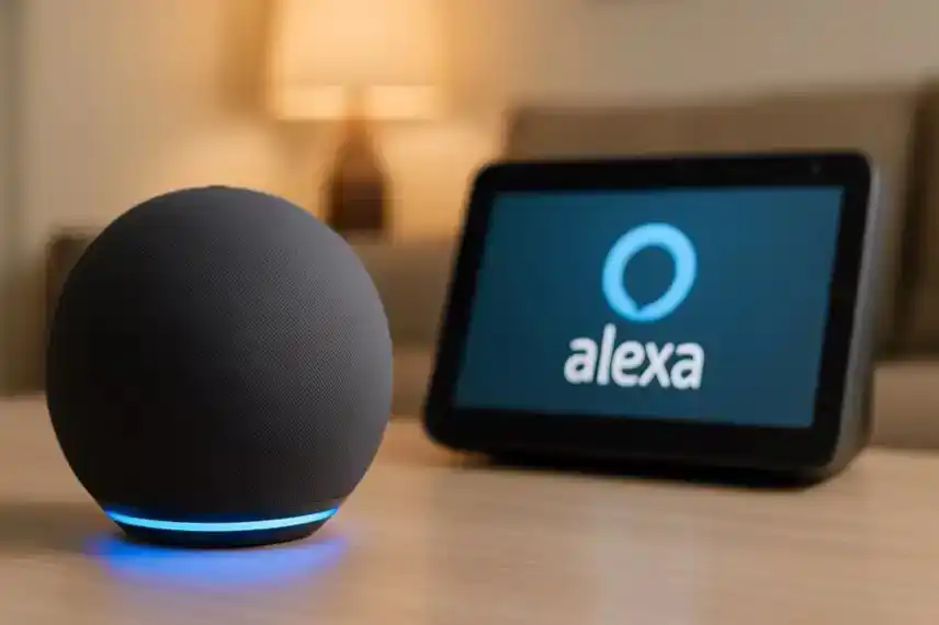 Amazon Echo und Echo Show als Darstellung der neuen Echo-Generation mit Alexa+, KI-Funktionen und Smart-Home-Integration.