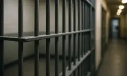 Leerer Gefängniskorridor mit Metallgittern und offener Zellentür, in natürlichem Licht fotografiert.