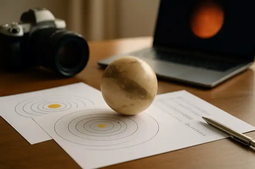 Fotorealistisches Symbolbild eines hypothetischen Planeten im Sonnensystem, inspiriert von den neuen Forschungsergebnissen zu Planet Y.