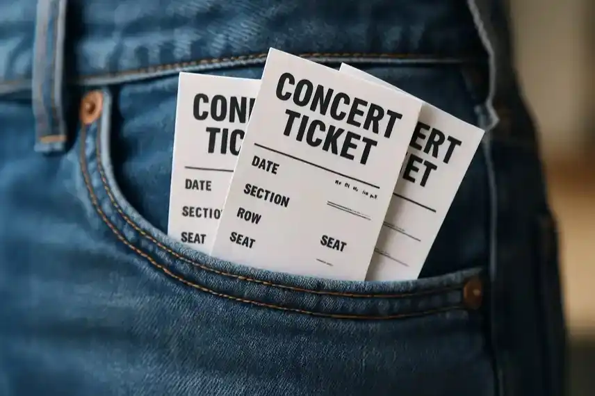Konzerttickets in einer Jeans-Tasche als Darstellung für den ausverkauften Ticketverkauf von Rock am Ring 2025.