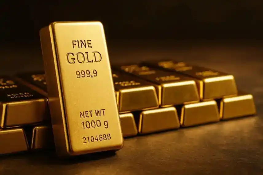 Goldbarren als Symbolbild für steigenden Goldpreis über 4000 US-Dollar je Unze, fotorealistische Aufnahme mit Tiefenschärfe.