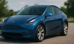Elektroautos – fotorealistische Darstellung eines Tesla Model Y ähnlichen Fahrzeugs für Newsartikel über Teslas neue Preisstrategie.