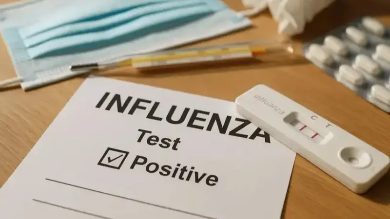 Nahaufnahme eines Labortisches mit Test­röhrchen in einem Rack, Pipette daneben und unscharfem Laborhintergrund.