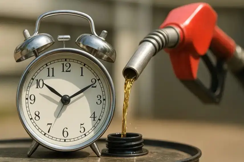 Moderner Heizöltank aus Metall in einem hell ausgeleuchteten Kellerraum mit Rohrleitungen.