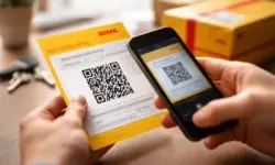 Briefkasten in einem Hausflur mit einem neutralen Zettel darin und einem Smartphone auf einer Ablage, fotografiert bei natürlichem Licht.