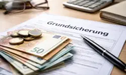 Nahaufnahme eines Stapels Euro-Banknoten auf neutralem Untergrund bei natürlichem Licht.