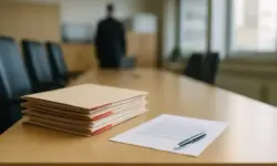 Moderner, leerer Konferenzraum mit großem Tisch, Glaswänden und hellem Tageslicht, ohne Menschen oder erkennbare Elemente.