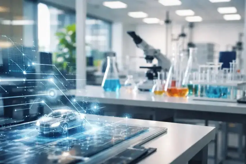 Moderne Forschungsumgebung mit technischen Strukturen und Laboraufbauten als Sinnbild für Proof of Concept Grants an der LMU München.