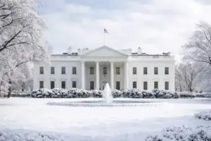 Repräsentativer Empfangsraum mit gerahmter Wandfläche und klassischem Interieur im Regierungsstil, neutral ausgeleuchtet.