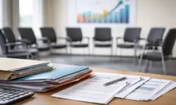 Besprechungsraum mit Akten und Formularen als Symbol für Bürgergeld-Reform und Grundsicherung in Deutschland