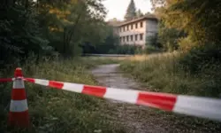 Abgesperrtes Parkgelände in Scandicci bei Florenz nach Leichenfund einer 44-jährigen Deutschen