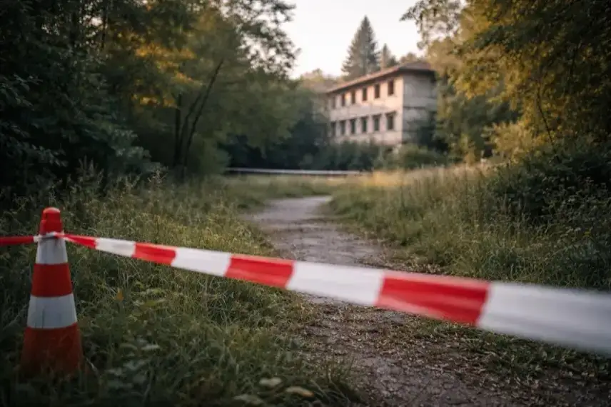 Abgesperrtes Parkgelände in Scandicci bei Florenz nach Leichenfund einer 44-jährigen Deutschen
