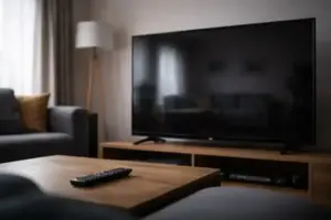Ausgeschalteter Fernseher in Wohnzimmer als Symbol für Tod von Frank aus Salzgitter bei Hartz und herzlich