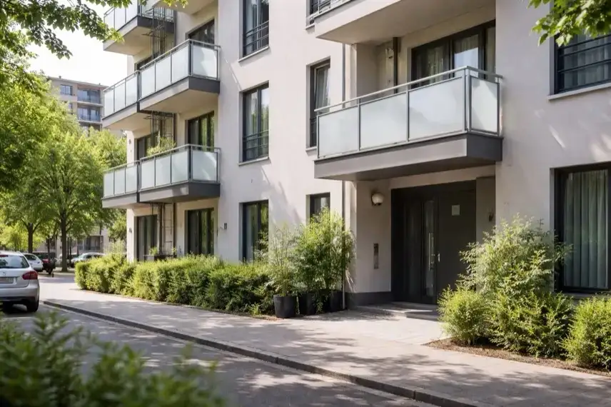 Modernes Wohngebäude in Berlin als Standort für Schutzplätze für gewaltbetroffene Frauen und Frauenhaus