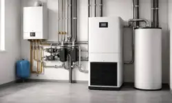 Heizungsraum mit Gastherme und Wärmepumpe im Kontext Heizgesetz 2026 und Gebäudeenergiegesetz